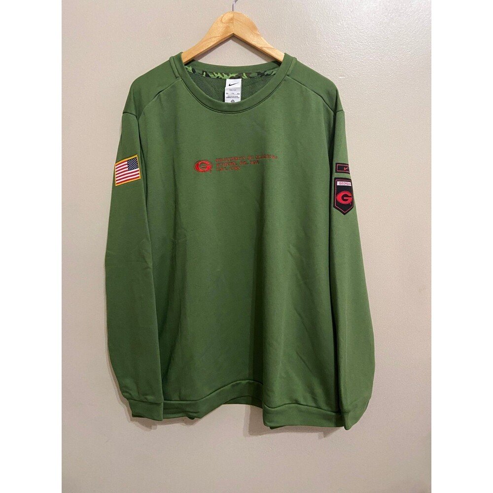 2XL Nike UGA Georgia Bulldogs Dawgs Team Issued PE On-Field Military Sweatshirt